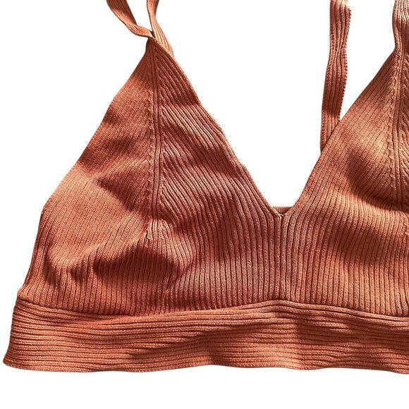 ZARA Ribbed Knit Bralette Rust Small - Picture 4 of 5